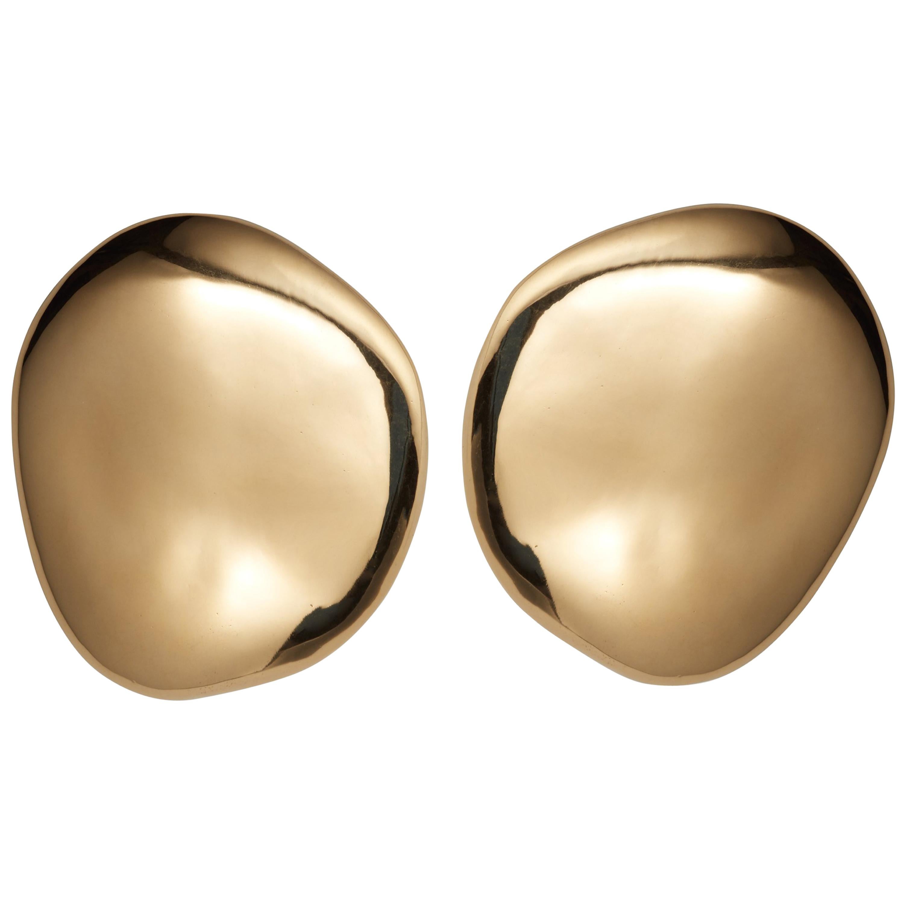 AGMES Gold Vermeil Large Organic Shape Statement Stud Earrings
