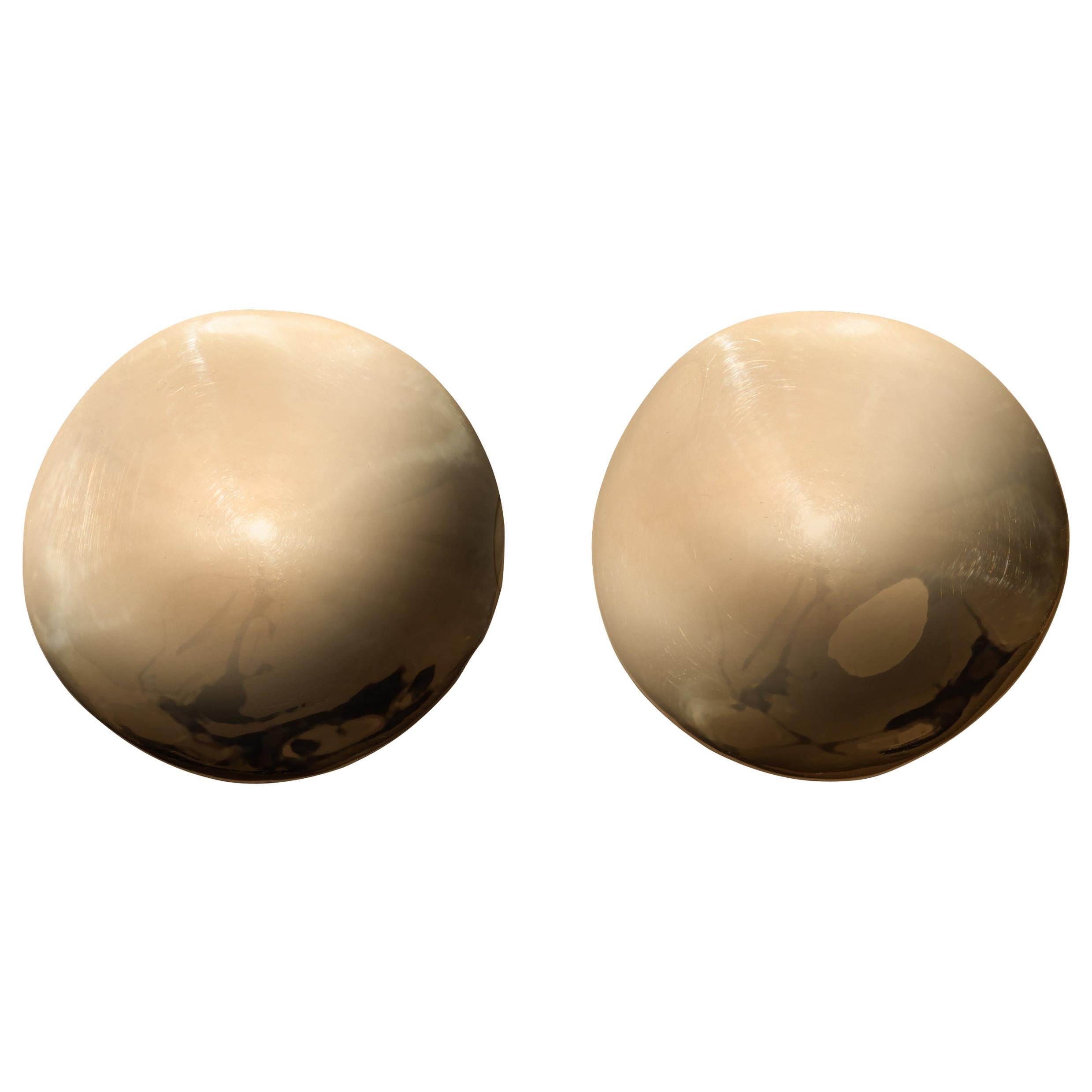 AGMES 18kt Gold Vermeil Large Statement Organic Round Stud Earrings