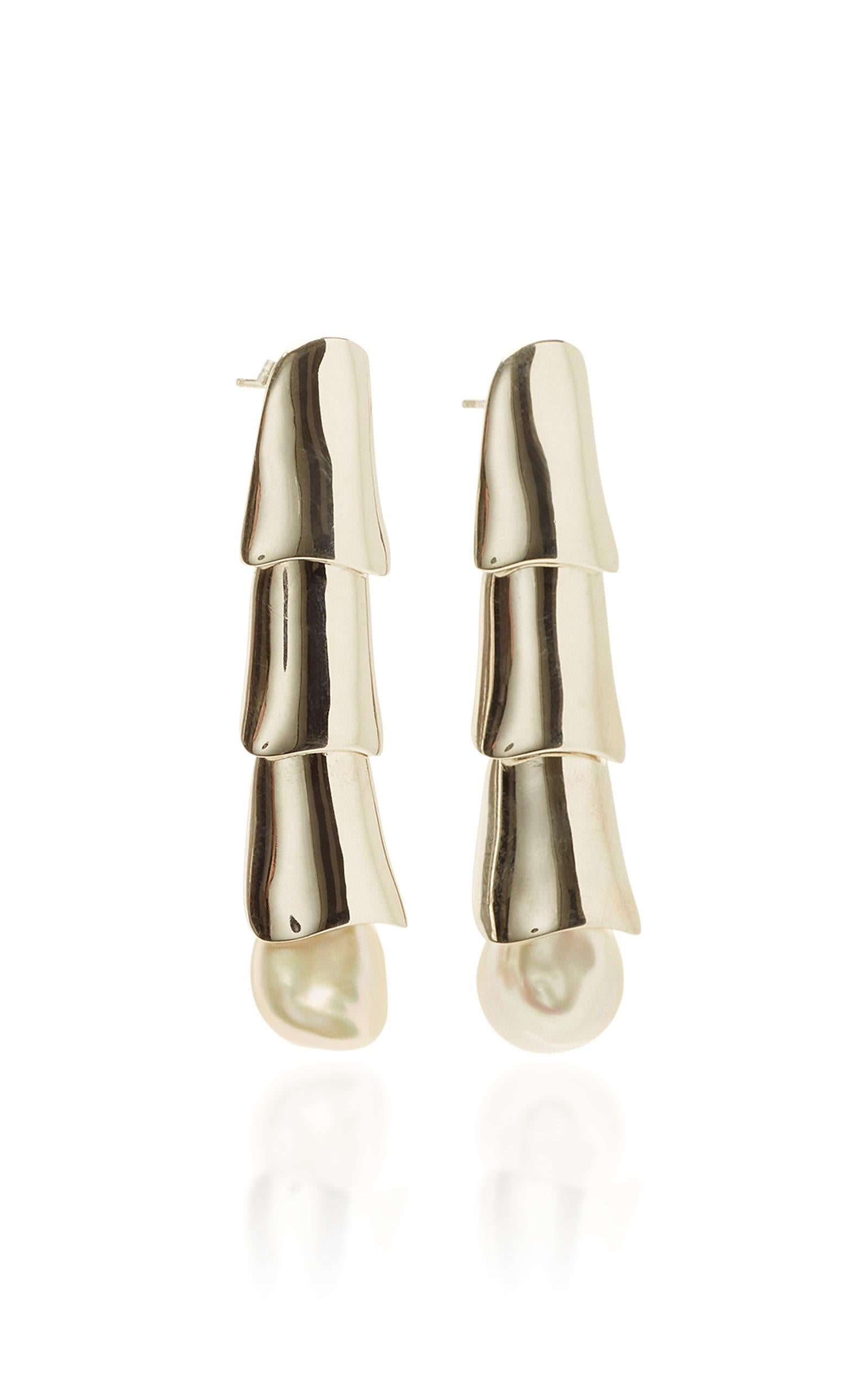AGMES Gold Vermeil Layered Drop Earrings with Freshwater Pearls im Zustand „Neu“ im Angebot in New York, NY