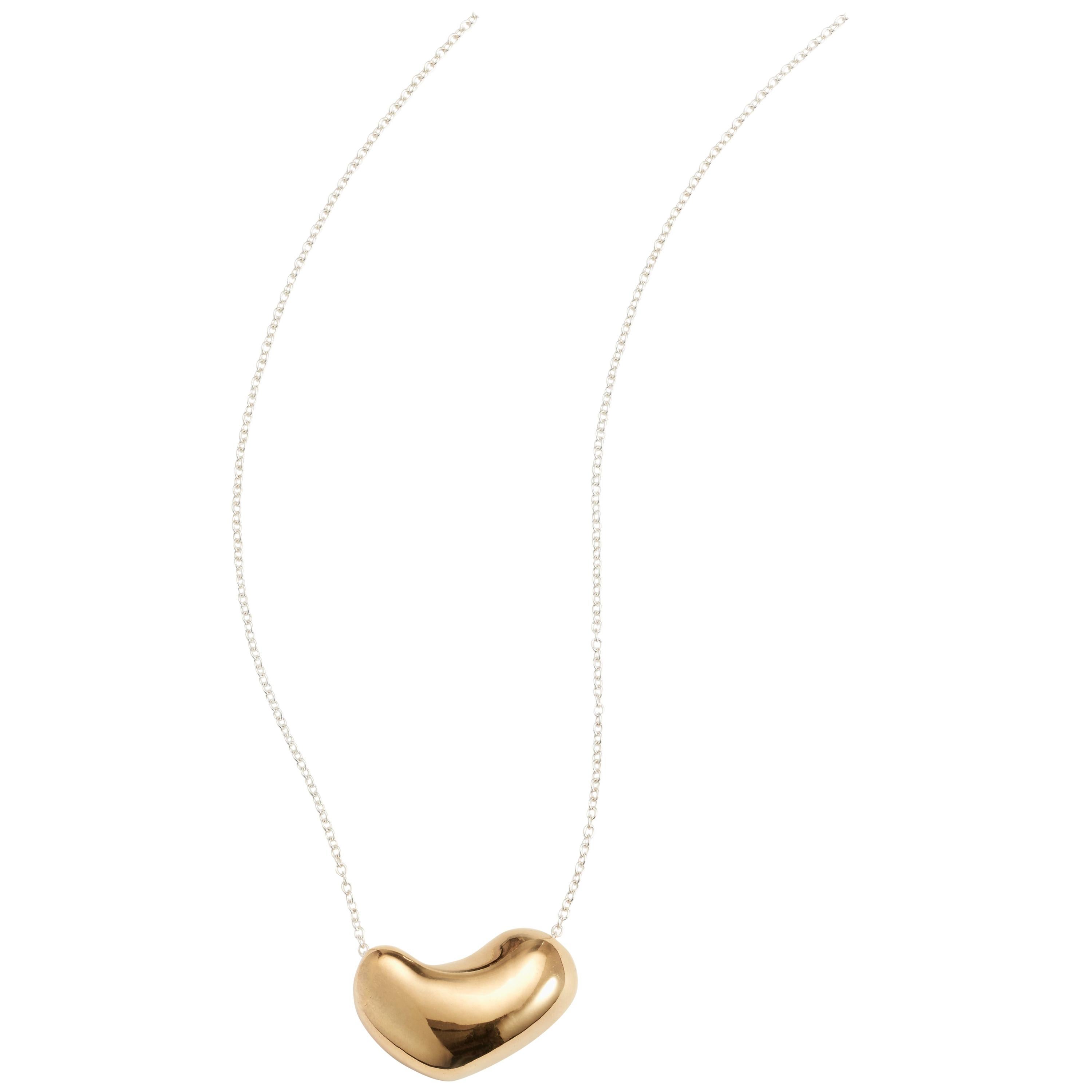 AGMES Gold Vermeil Small Abstract Sculpted Heart Pendant Necklace on Chain