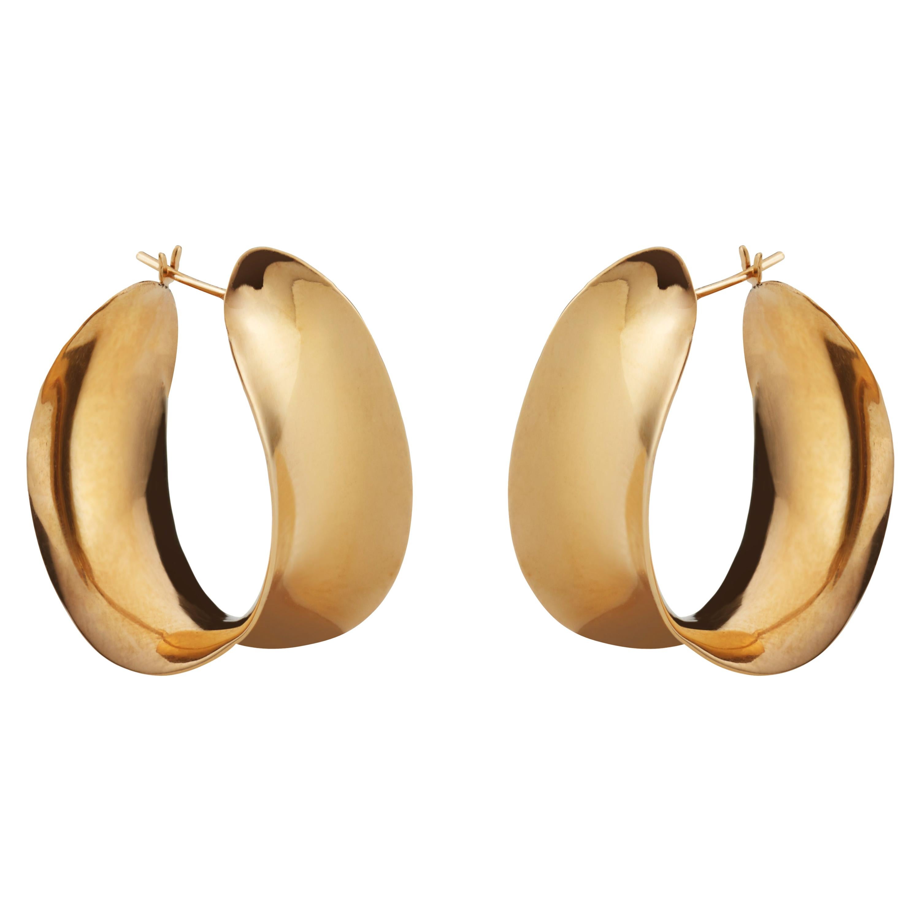 AGMES Gold Vermeil Unique Curve Hoop Earrings
