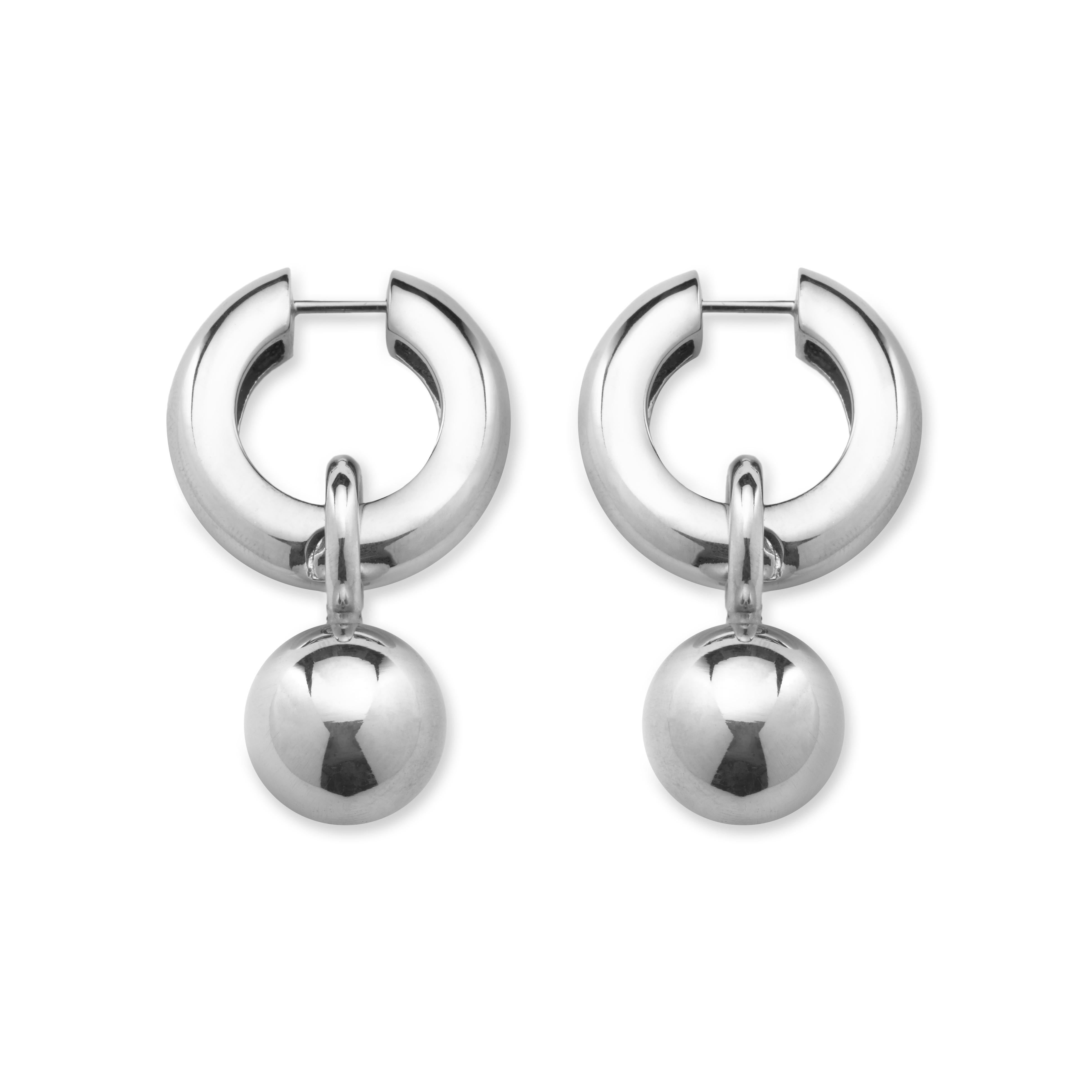 AGMES Mixed Metal Sterling Silver Hinge Hoop Drop Earrings 18kGold Vermeil Bead  Damen im Angebot