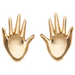 AGMES Statement Gold Vermeil Dalí Hand Earring Studs
