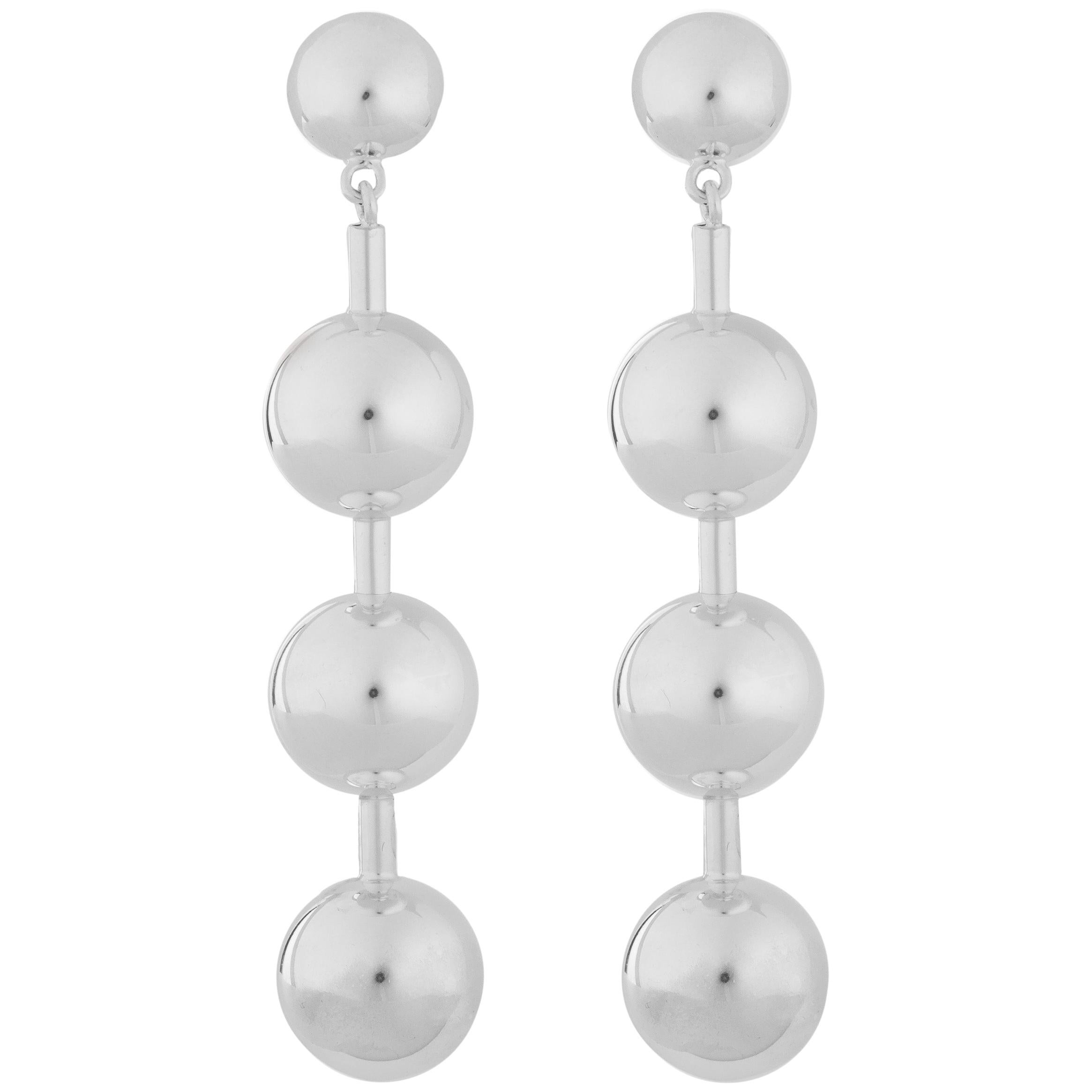 AGMES Sterling Silver Drop Ball Statement Dangle Earrings For Sale