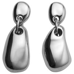 AGMES Sterling Silver Organic Sculptural Drop Earrings