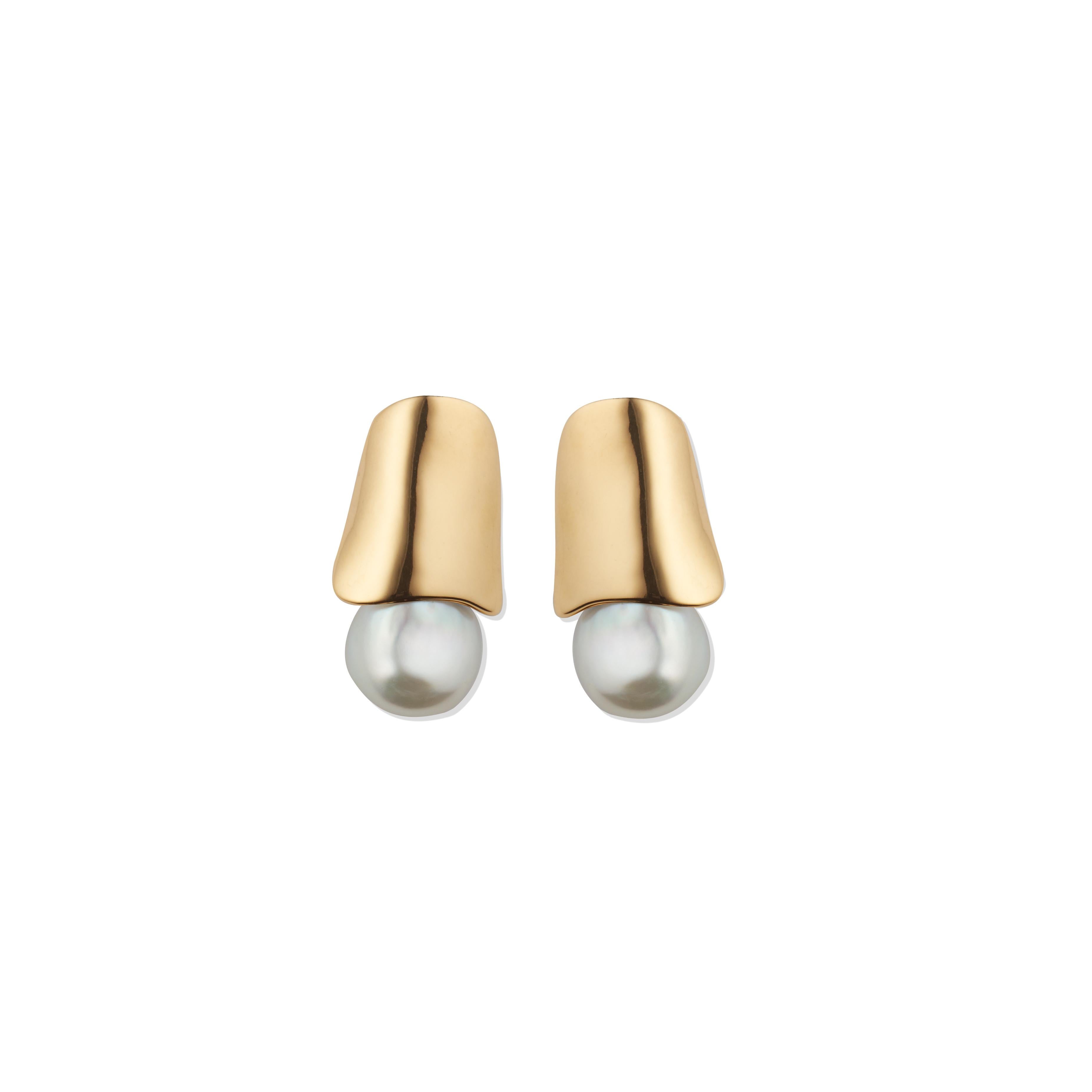 Bead AGMES Sterling Silver Drop Stud Earrings with Freshwater Pearls