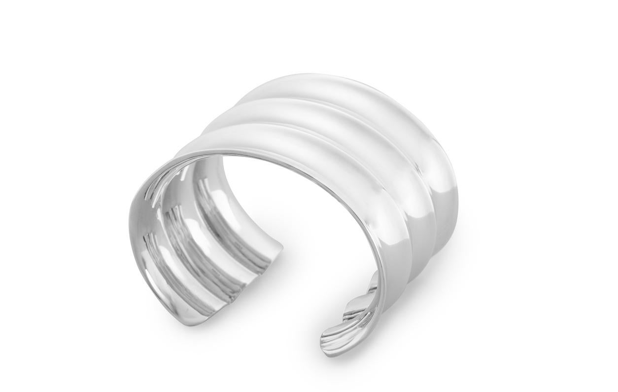 Contemporary AGMES Sterling Silver Modern Sculptural Statement Cuff Bracelet