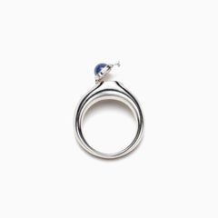 AGMES Sterling Silver Locket Ring with Lapis Stone