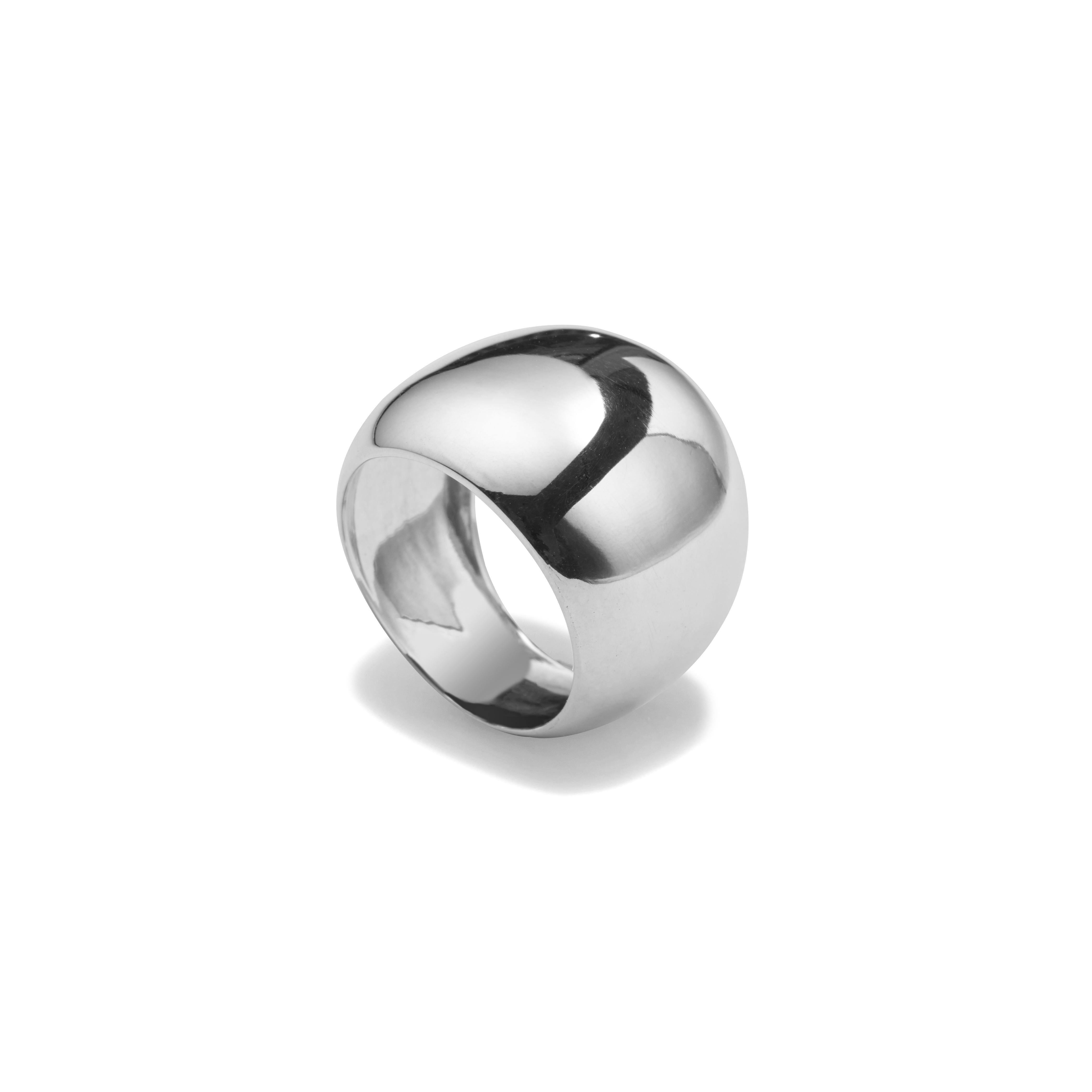 For Sale:  AGMES Sterling Silver Sculptural Cocktail Round Domed Ring 3