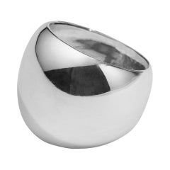 AGMES Sterling Silver Sculptural Cocktail Round Domed Ring