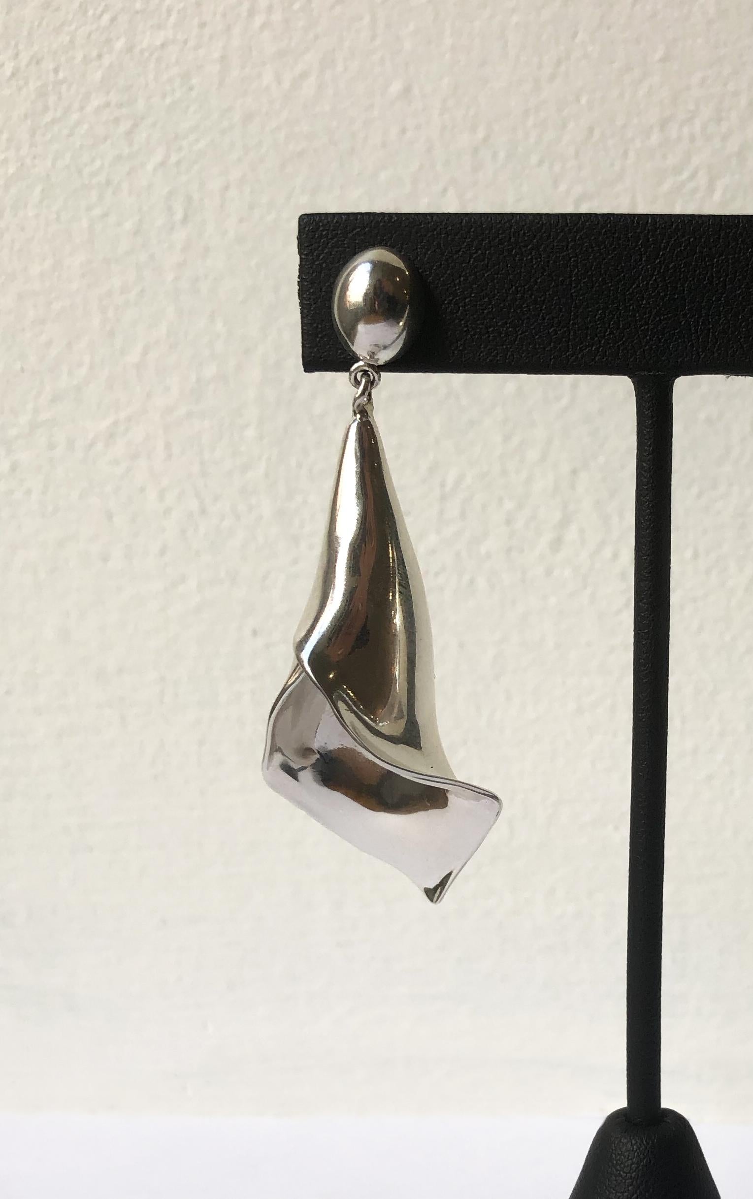 silver statement drop earrings