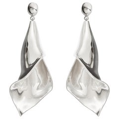 AGMES Sterling Silver Statement Calla Lily Dangle Drop Earrings