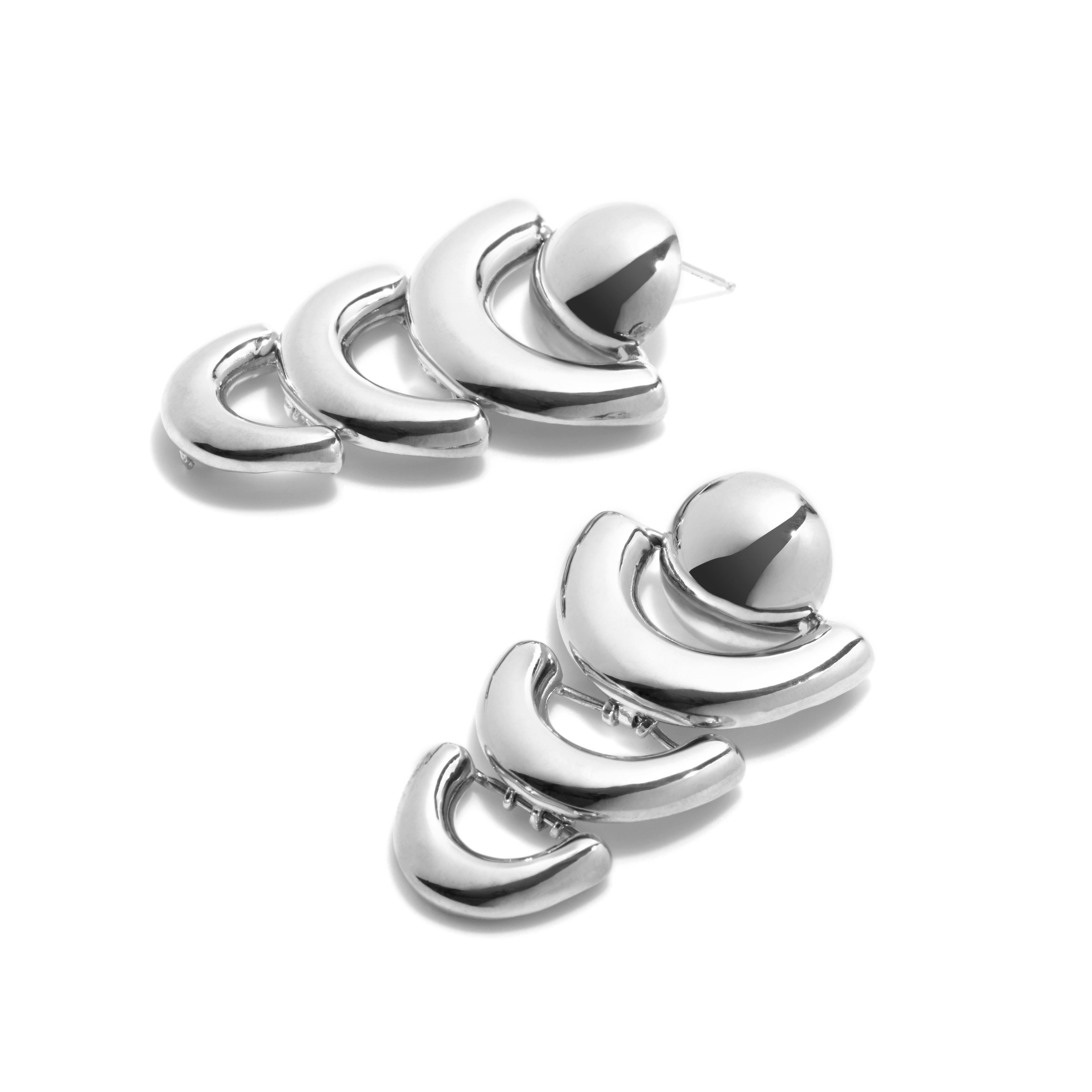 AGMES Sterling Silver Layered Statement Drop Earrings For Sale