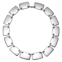 AGMES Sterling Silver Unique Elegant Statement Link Collar Necklace