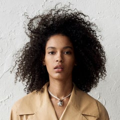 AGMES Unique Sterling Silver Sculptural Face Pendant Chain Necklace