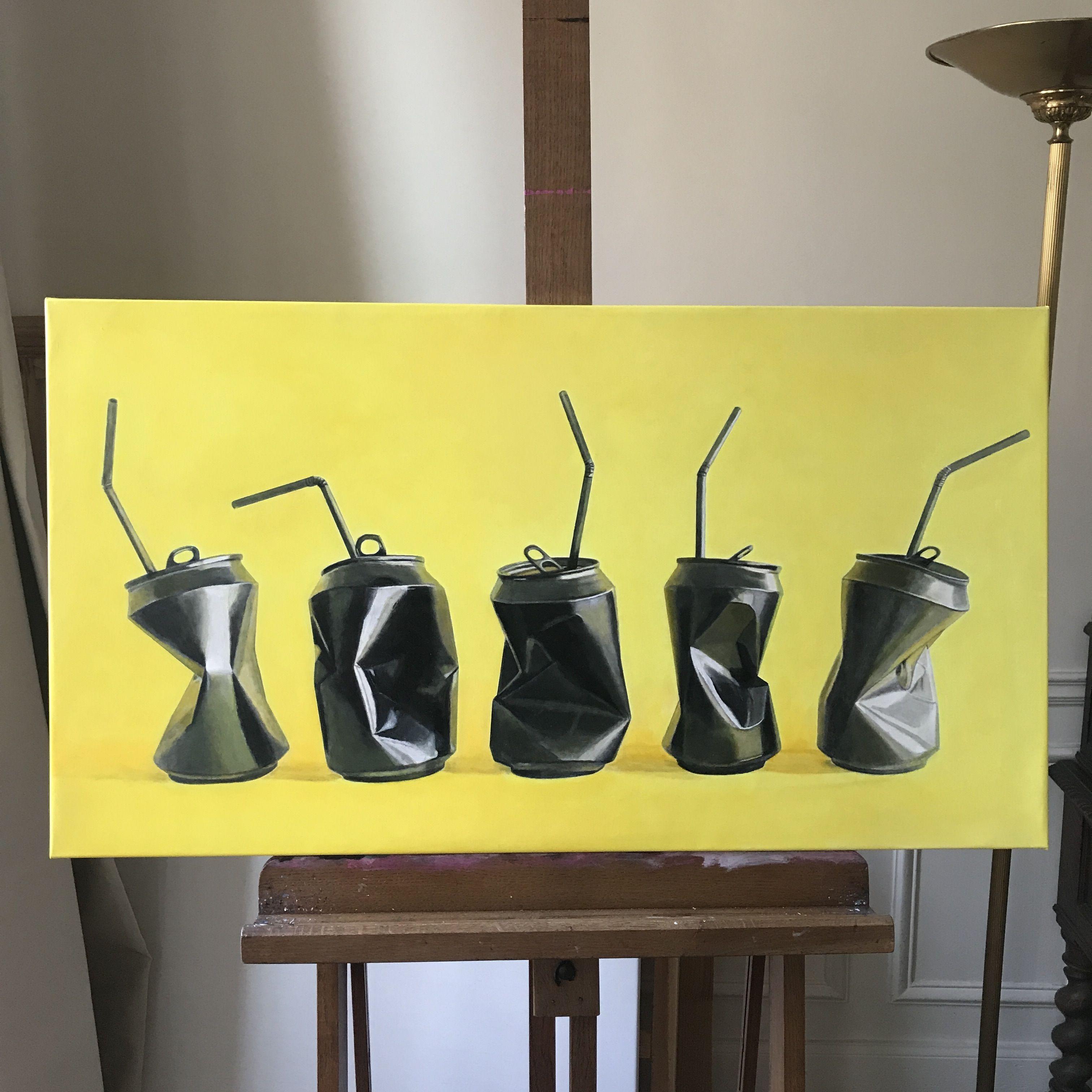 Black cans, Painting, Oil on Canvas For Sale 1