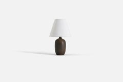 Agne Aronson, Table Lamp, Brown-Glazed Stoneware, Sweden, c. 1960s