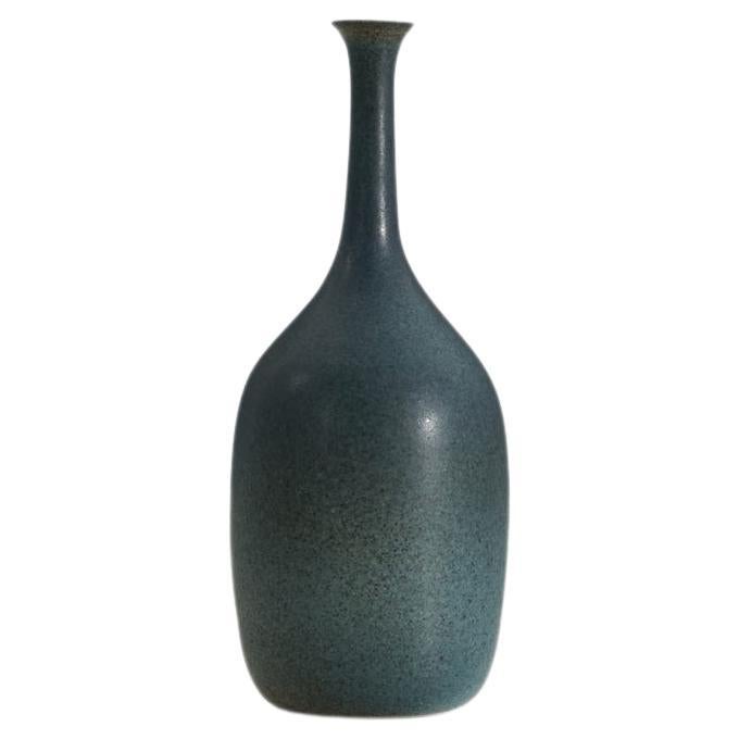 Agne Aronson, Vase, Blue-Glazed Stoneware, Sweden, 1960s For Sale