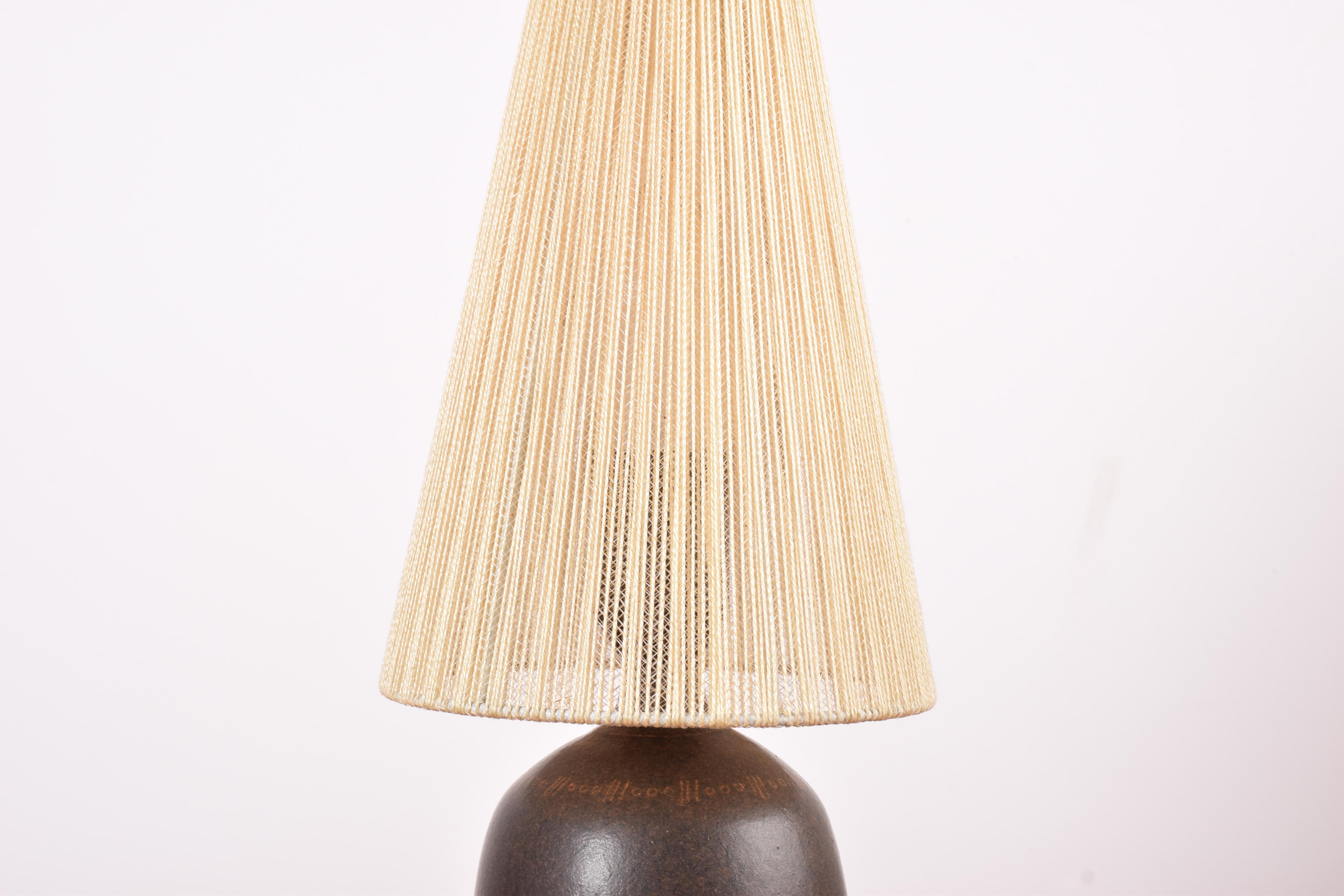Scandinavian Modern Agne Aronsson Aronson Mid-Century Table Lamp Brown Original Shade, Sweden 1960s For Sale
