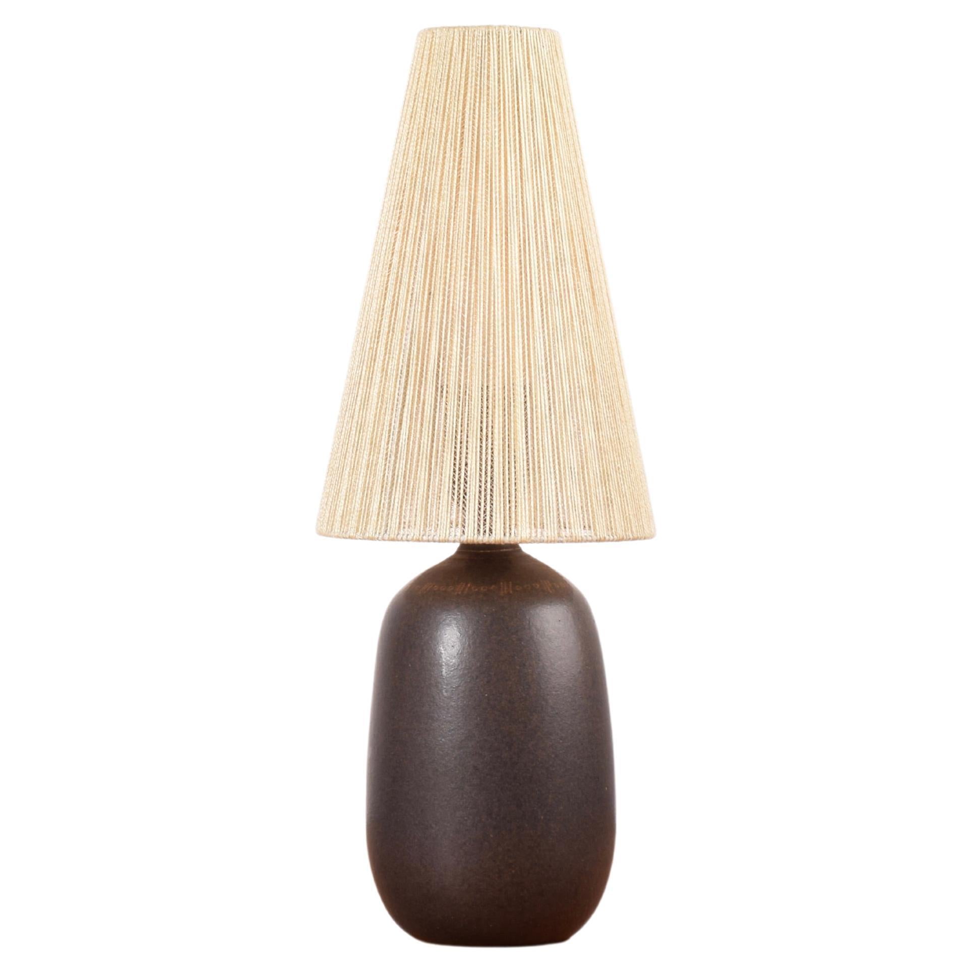Agne Aronsson Aronson Mid-Century Table Lamp Brown Original Shade, Sweden 1960s For Sale