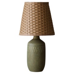 Agne Aronsson, Table Lamp, Green Glazed Stoneware, Artist Studio, Sweden, 1960s