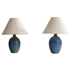 Agne Aronsson, Table Lamps, Stoneware, Fabric, Sweden, 1970s