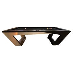Slate Pool Tables Modern White Crystal Slate Inverted Legs Design, Black Felt