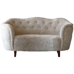 Agner Christoffersen 'Attributed', Sofa, Beige Sheepskin, Beige, circa 1949