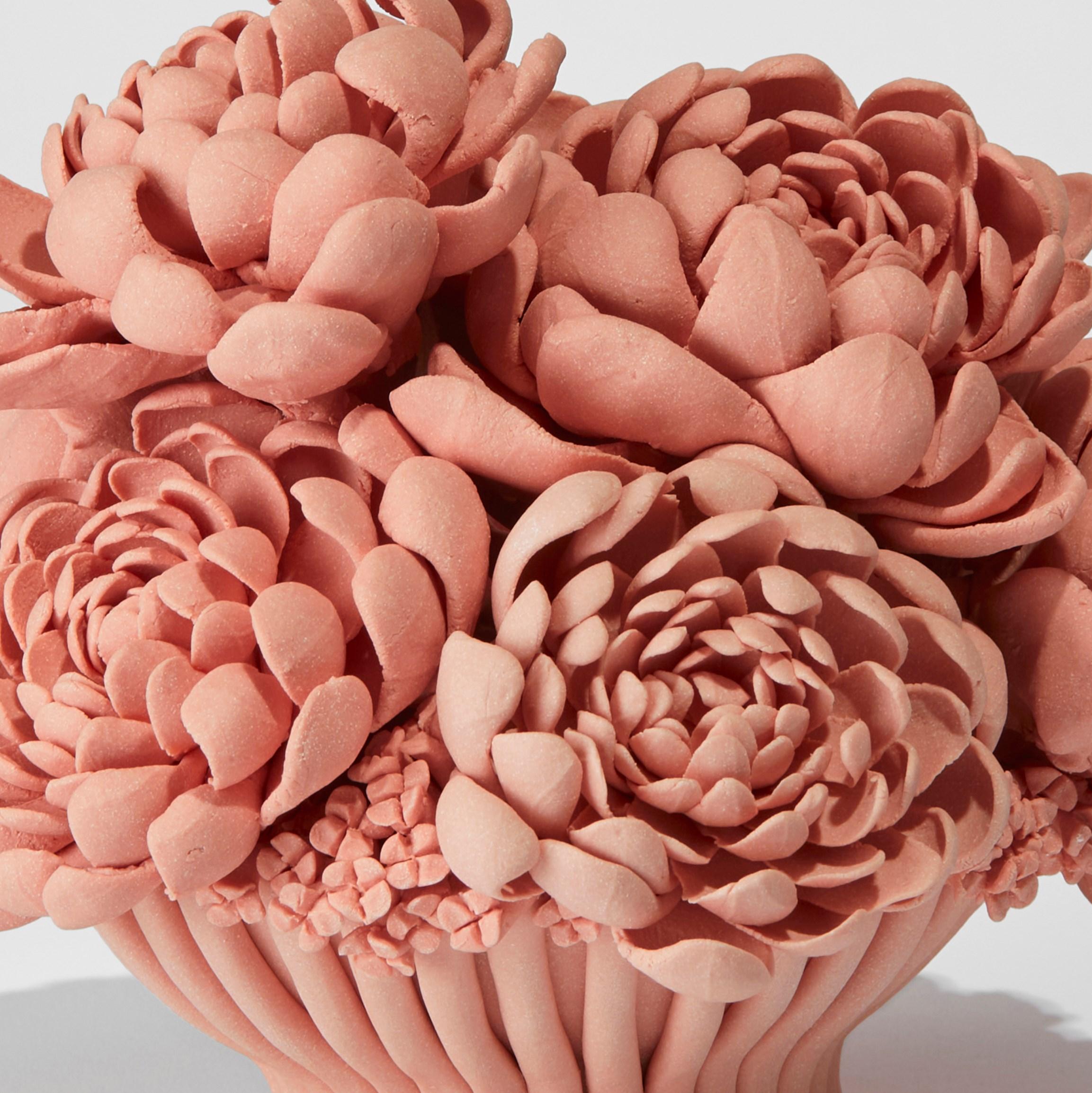 British Agnes, a Coral Pink Porcelain Floral Sculptural Centrepiece by Vanessa Hogge