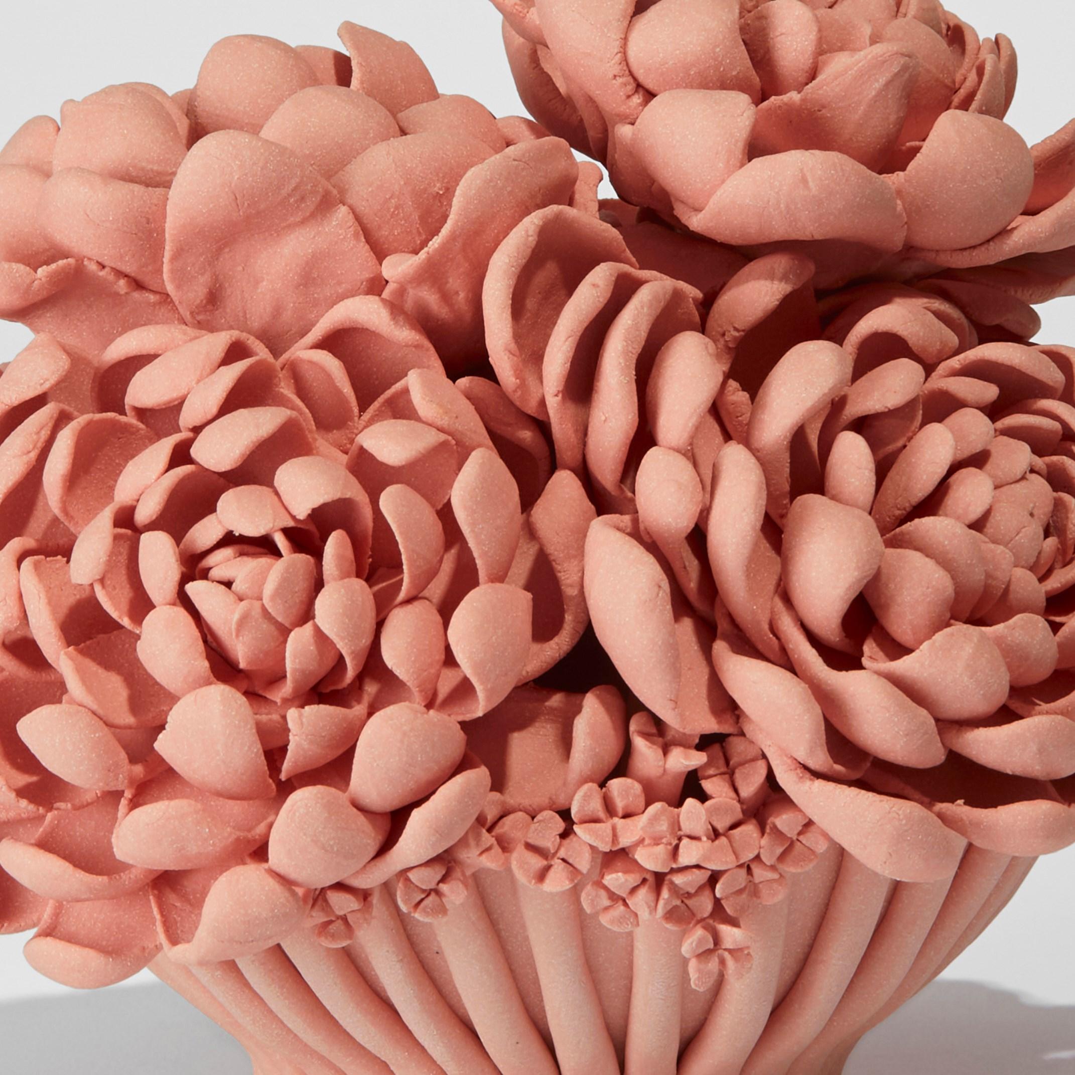 Hand-Crafted Agnes, a Coral Pink Porcelain Floral Sculptural Centrepiece by Vanessa Hogge