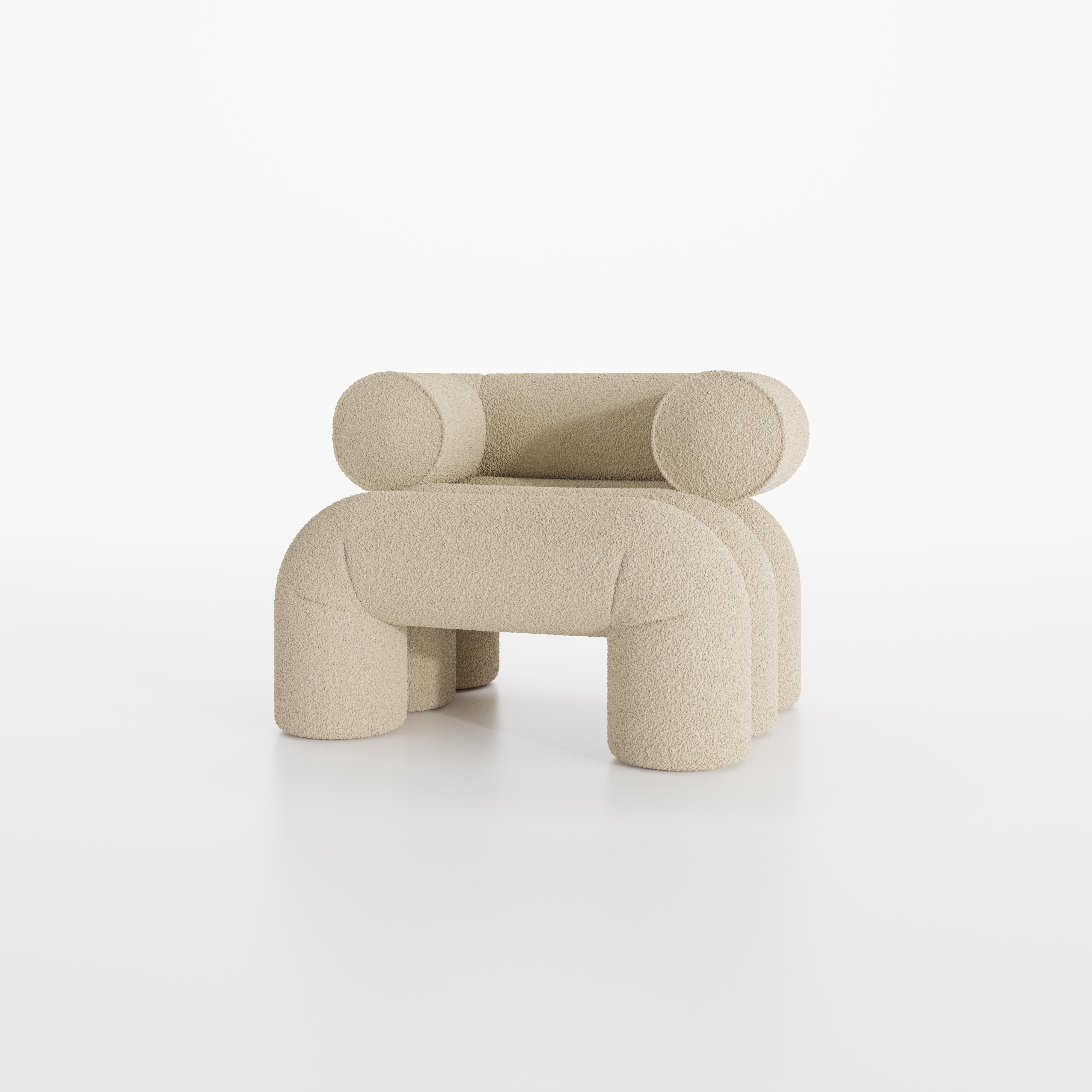 Crafted with symmetrical curves and adorned with a premium touch of bouclé, Agnes is an accent chair that effortlessly stands out in a room.
The presence of this accent chair transcends mere furniture, it's an artistic expression that melds into