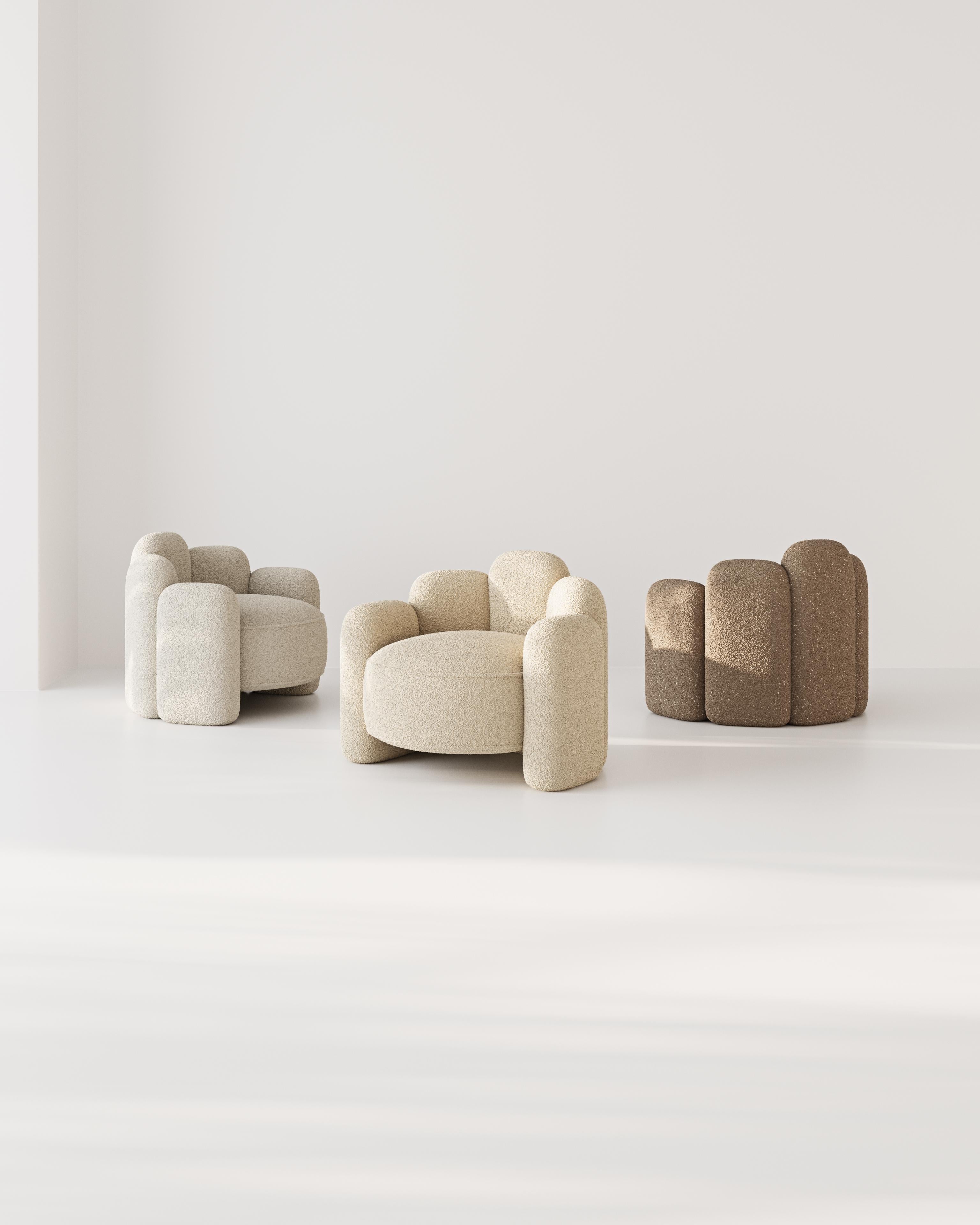Agnes Armchair Champagne Bouclé In New Condition For Sale In Carvalhosa, PT