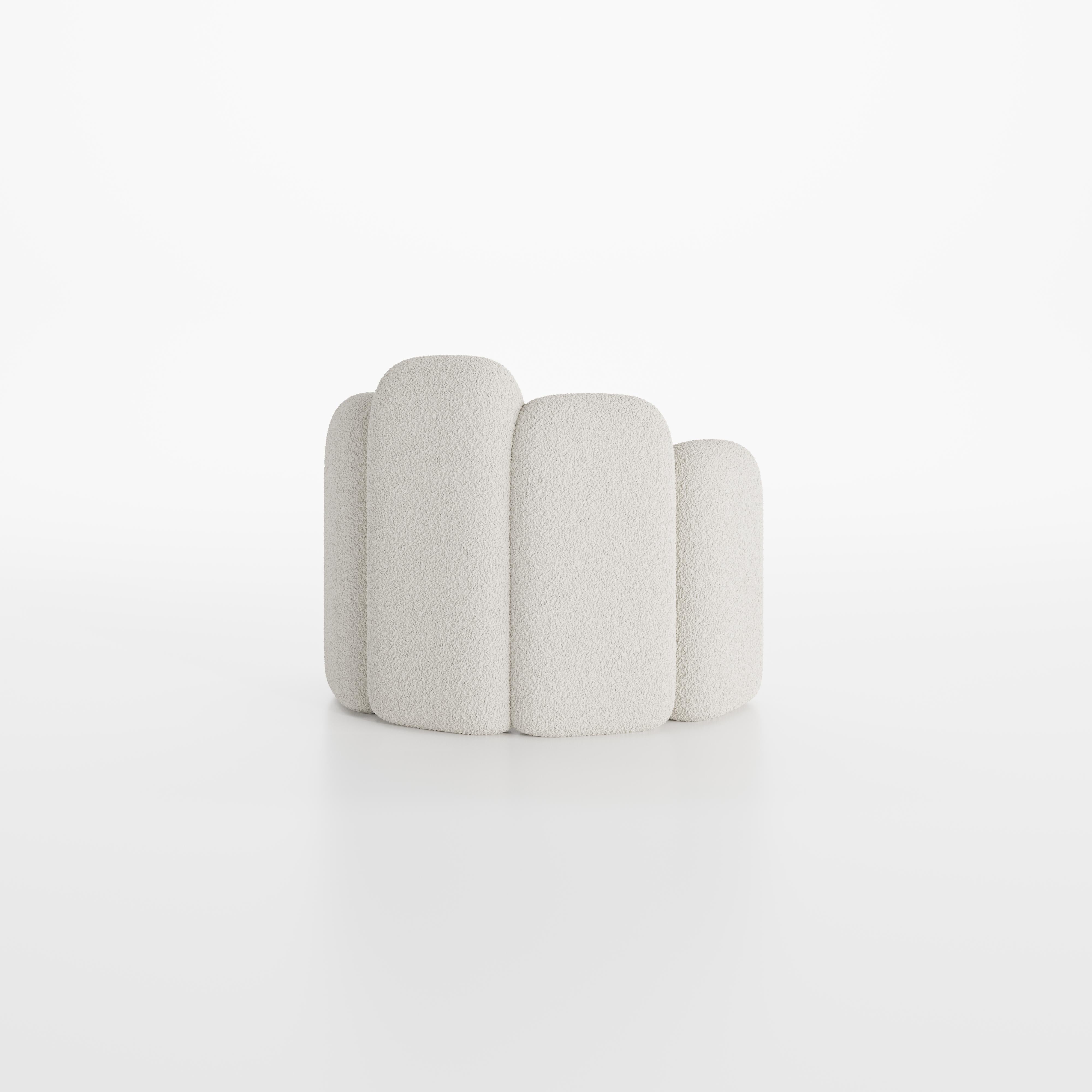 Post-Modern Agnes Armchair Pearl Bouclé For Sale