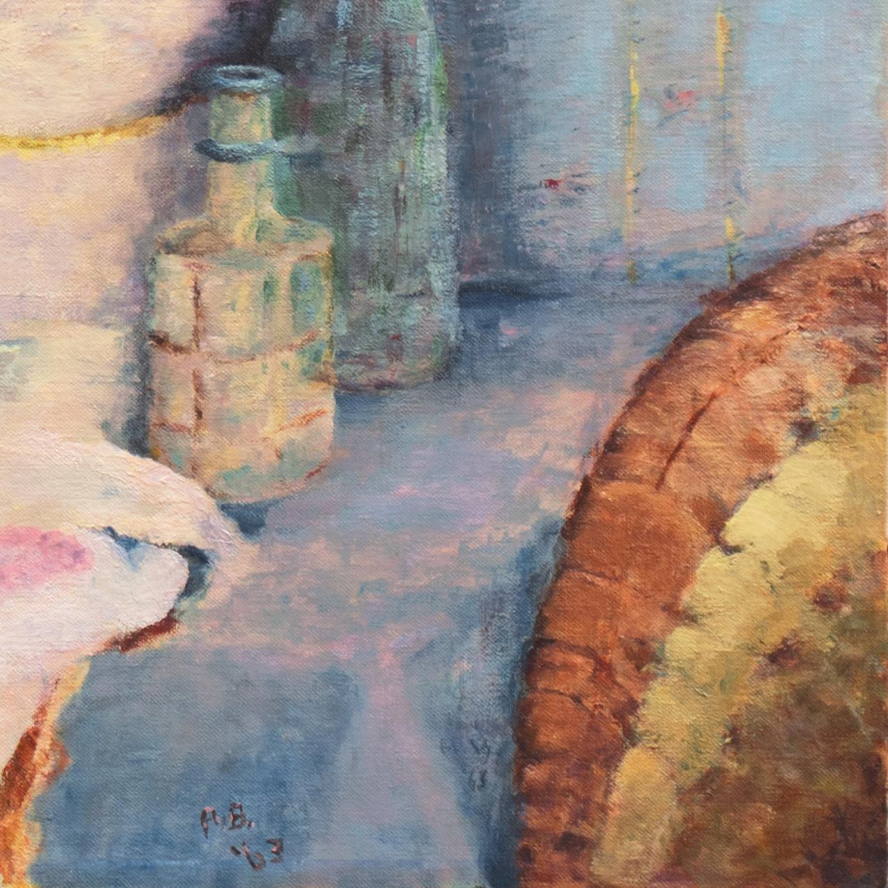 'Bombas Rojas', Zapatos de Moda de Mujer, Sombrero y Sombrerera, Aceite Intimista Grande, Boudoir - Painting de Agnes B