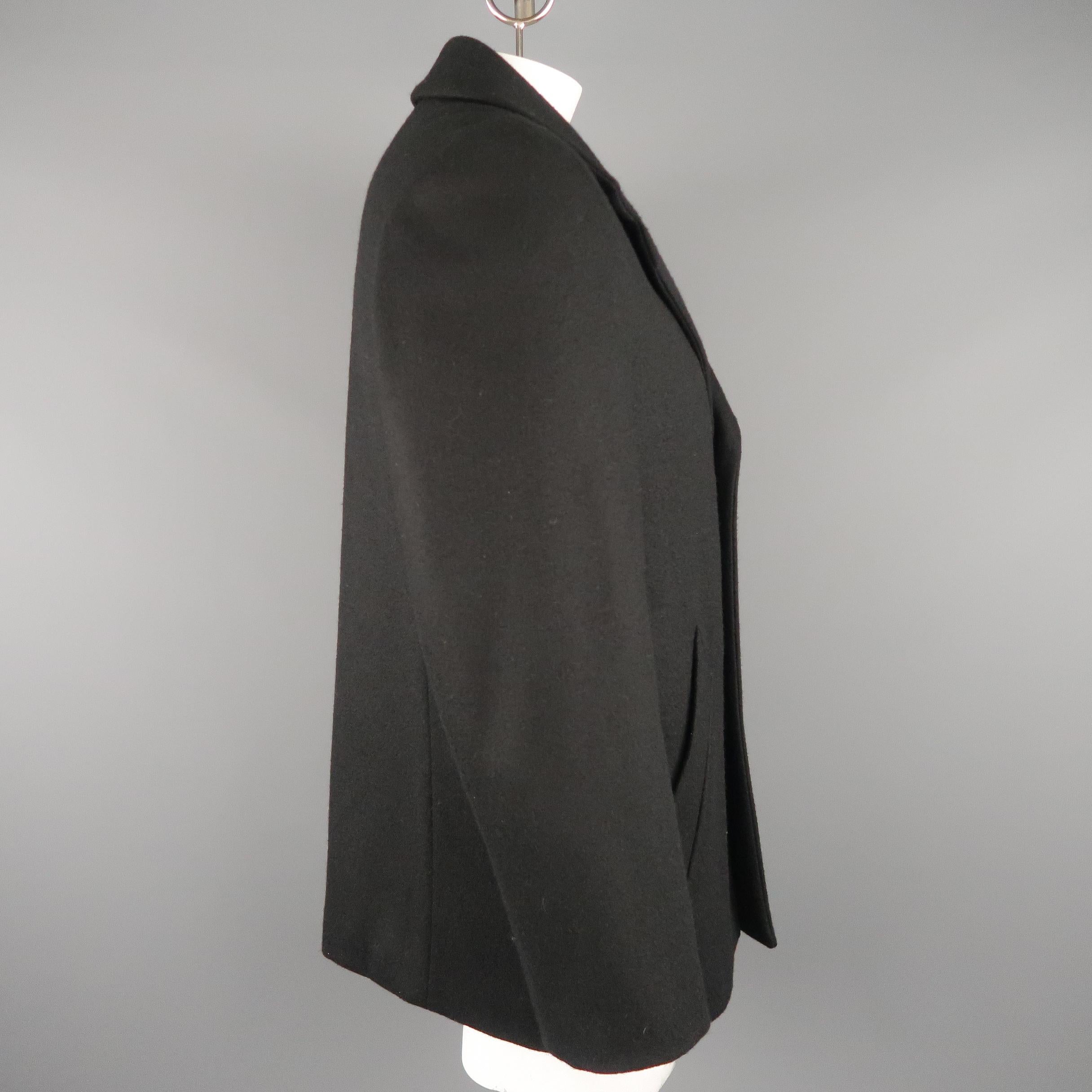 Men's AGNES B. 44 Black Wool Slanted Pocket Pea Coat