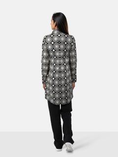 Agnès B. Black & Silver Circle Pattern Coat Size L