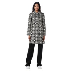 Agnès B. Black & Silver Circle Pattern Coat Size L