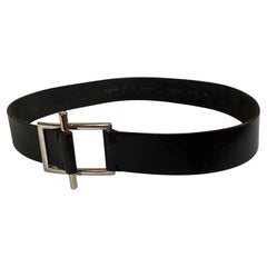 AGNÈS B. Made in France Black Leather Statement Toggle Belt  