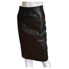 AGNÈS B. Made in France Lambskin Black Leather Skirt with Pockets