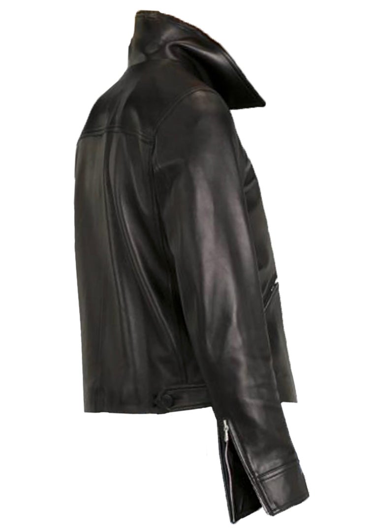 Agnès b. Paris Leslie Black Leather Moto Biker Jacket Made in France at ...
