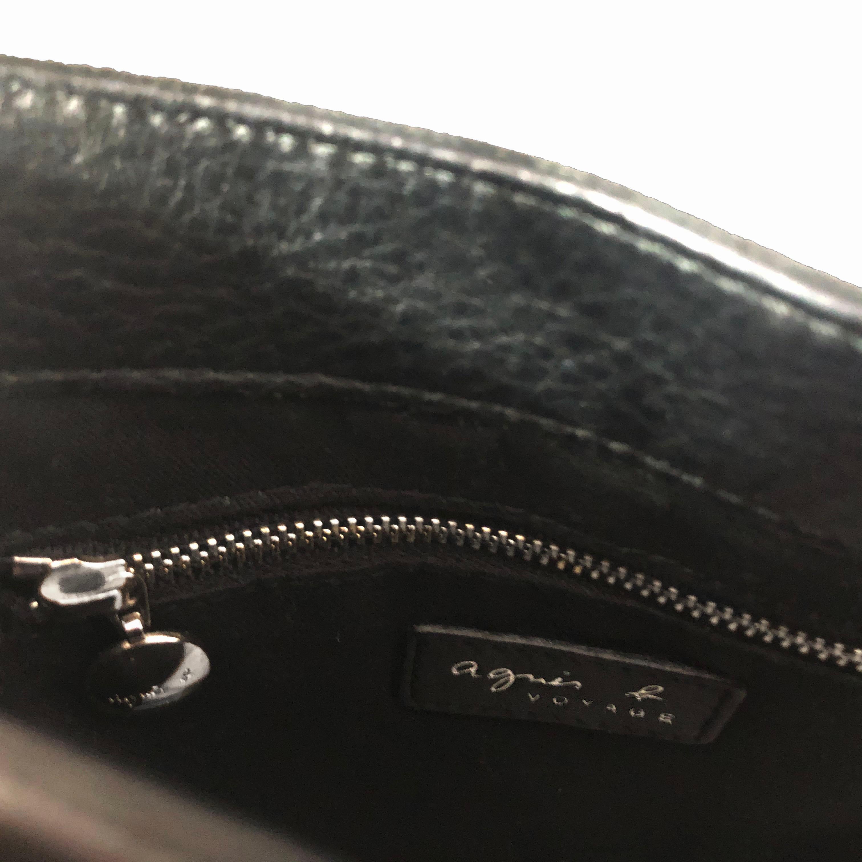Black Agnès b. Paris signature city tote leather handbag