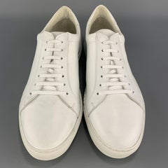AGNES B. Size 10 White Solid Leather Lace Up Sneakers