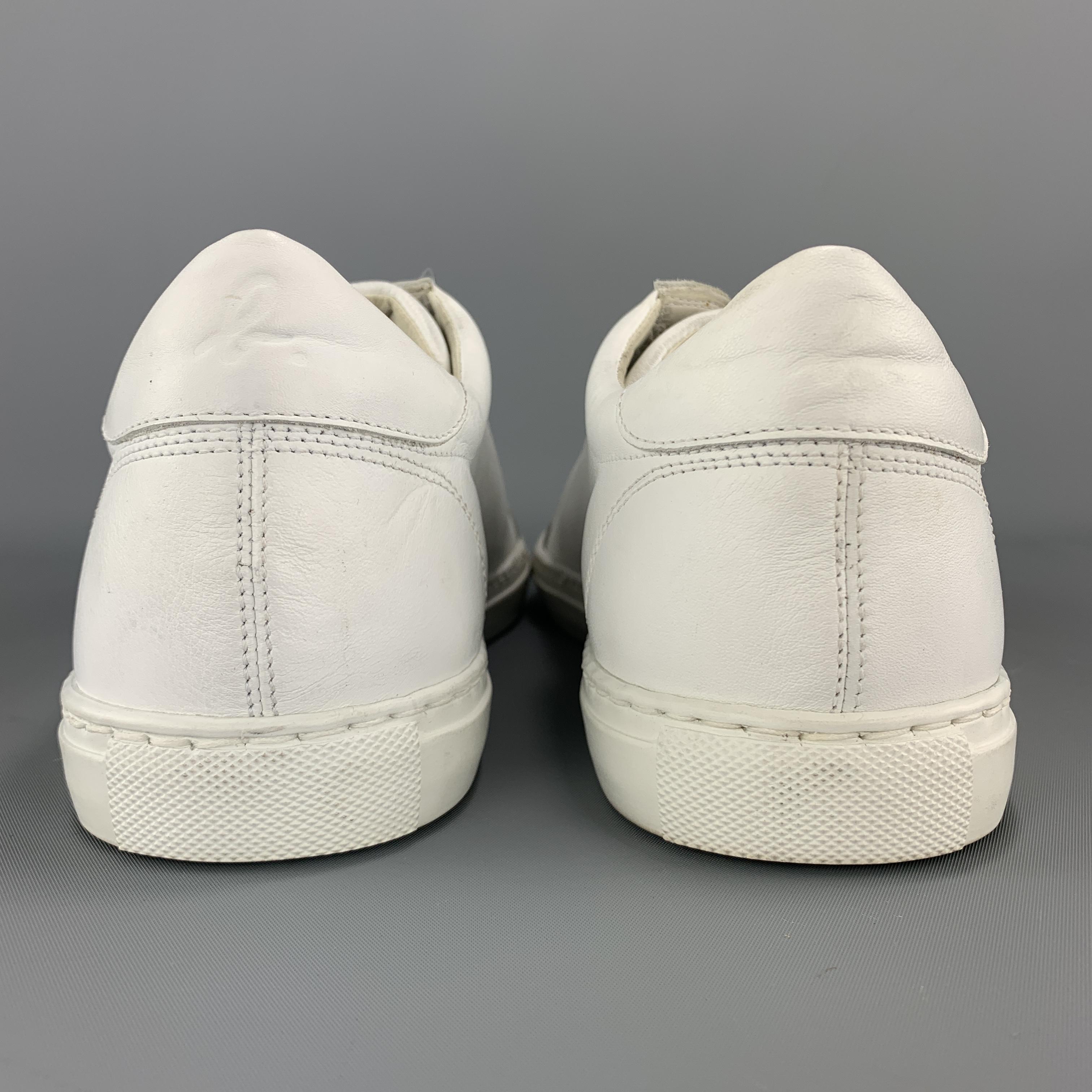 AGNES B. Size 10 White Solid Leather Lace Up Sneakers 2