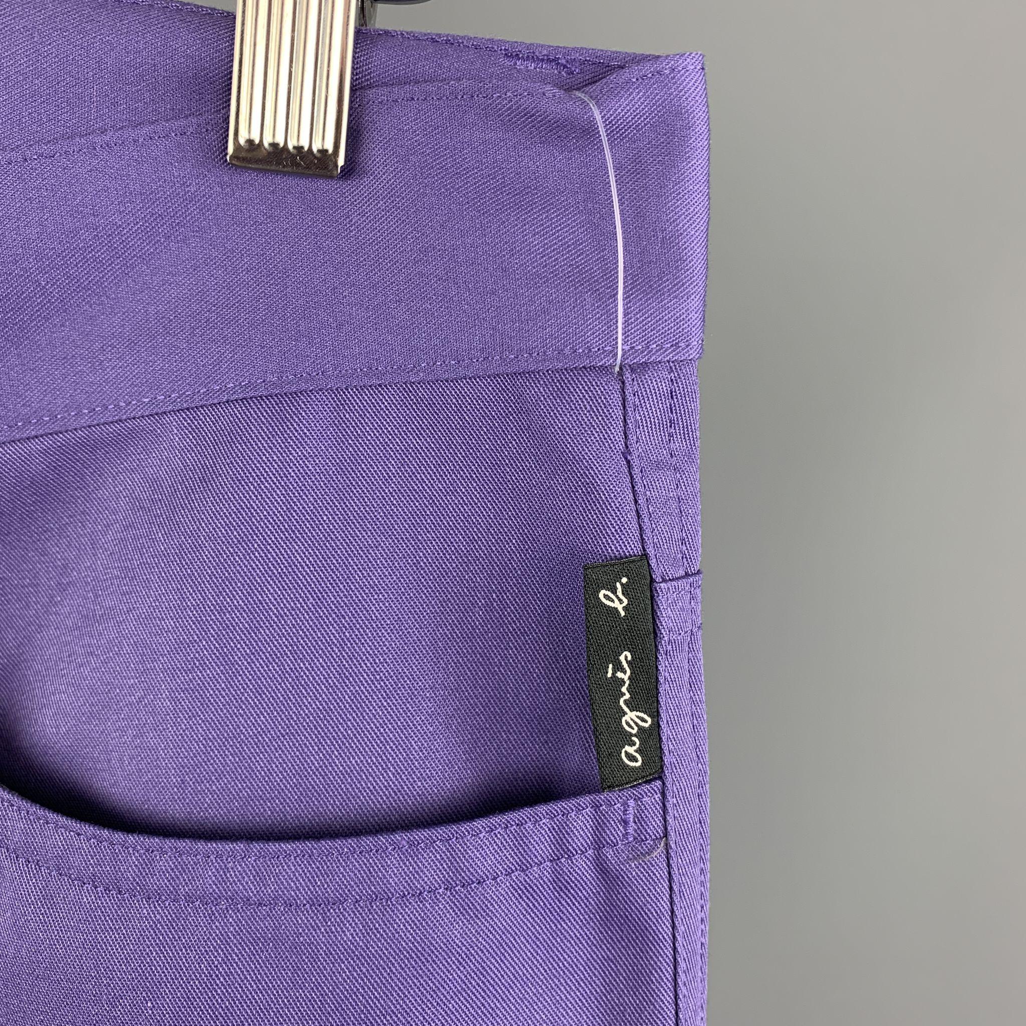 AGNES B. Size 30 Purple Cotton Blend Casual Pants In New Condition In San Francisco, CA