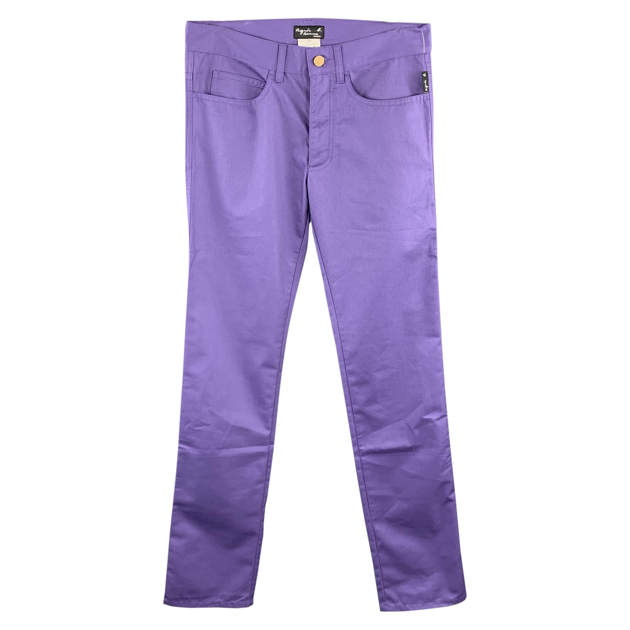 AGNES B. Size 30 Purple Cotton Blend Casual Pants