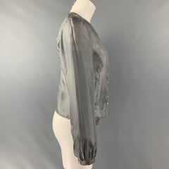 AGNÈS B. Size 4 Light Gray Silk Long Sleeve Casual Top