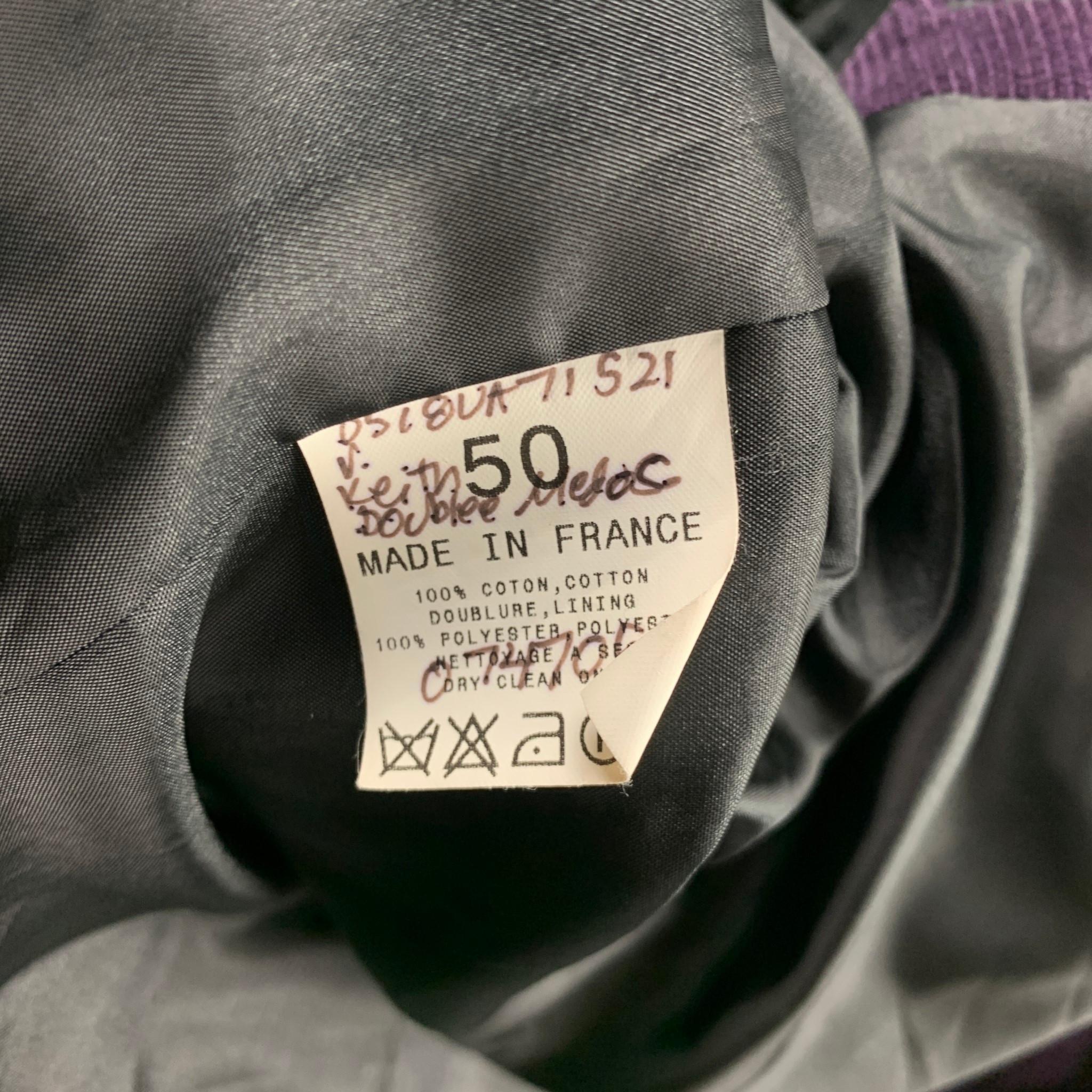 Men's AGNES B. Size 40 Purple Corduroy Cotton Notch Lapel Suit
