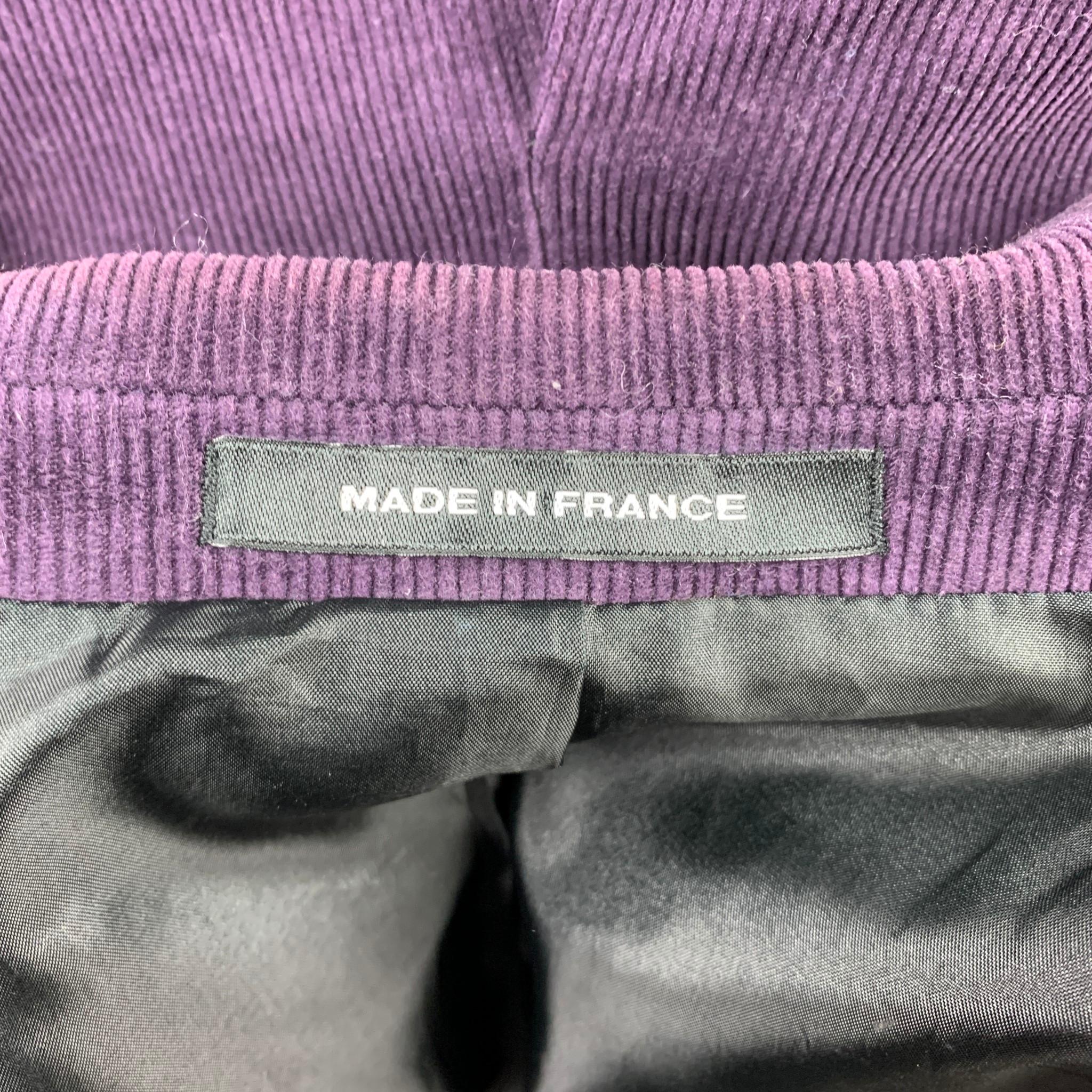 AGNES B. Size 40 Purple Corduroy Cotton Notch Lapel Suit 2