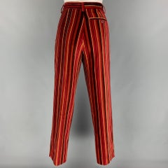 AGNÈS B. Size 8 Multi-Color Cotton Stripe Zip Fly Dress Pants