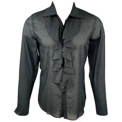 AGNÈS B. Size M Black Cotton Button Up Long Sleeve Shirt